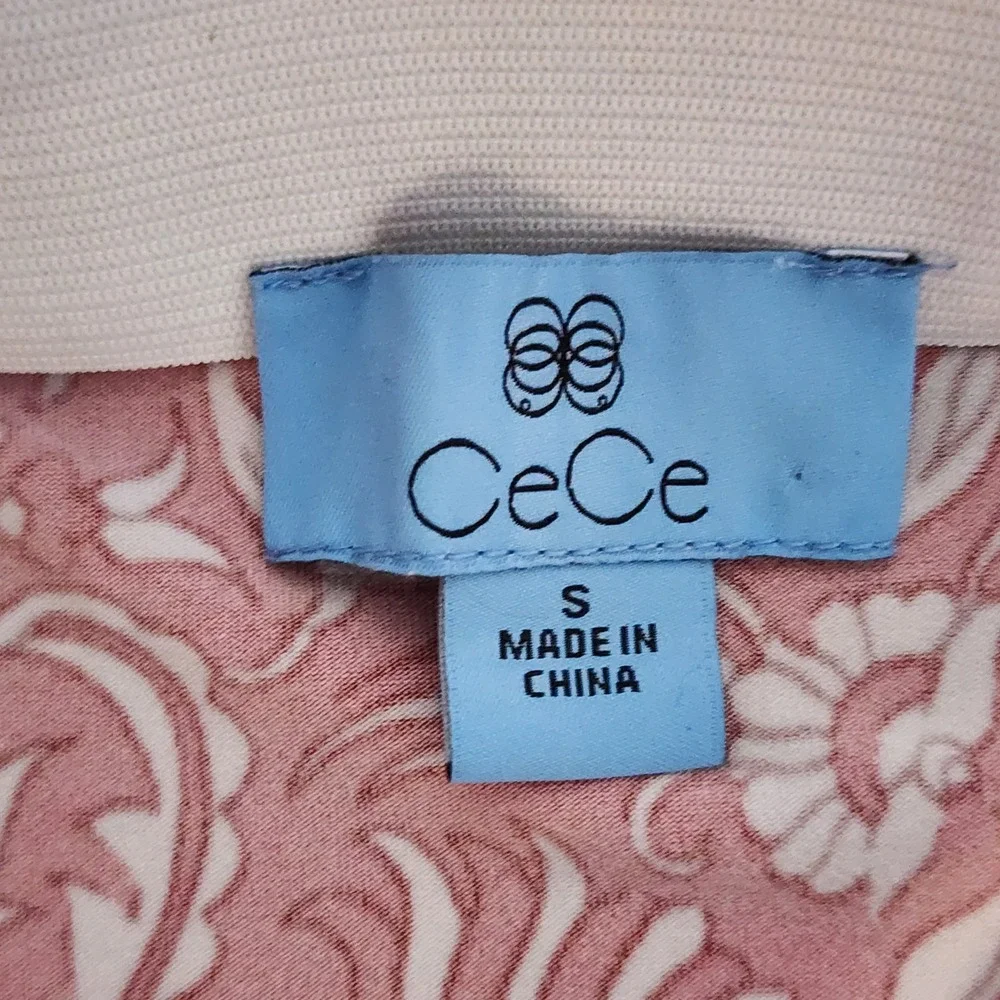 CeCe Maxi Skirt Womens Small Red White Floral Elastic Waist Knit‎ Casual Office